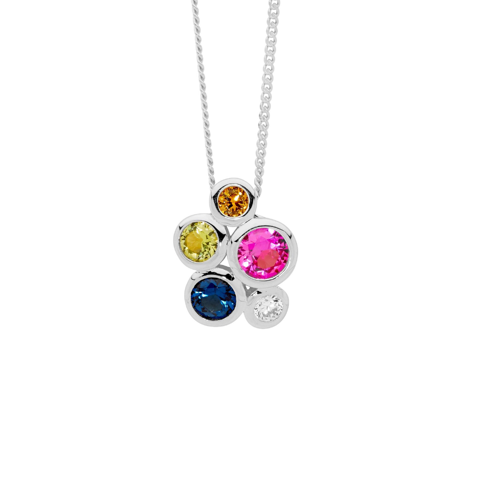 Sterling Silver Bezel Set White CZ Necklace