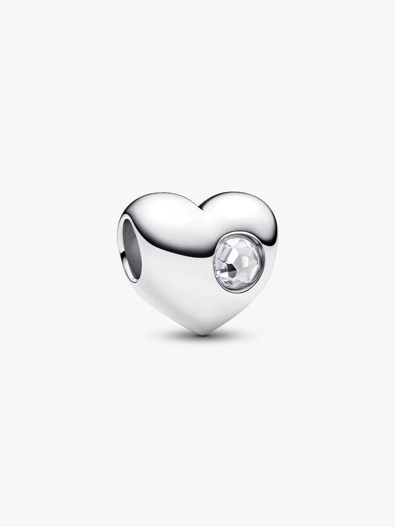 April Engravable Crystal Birthstone Heart Charm
