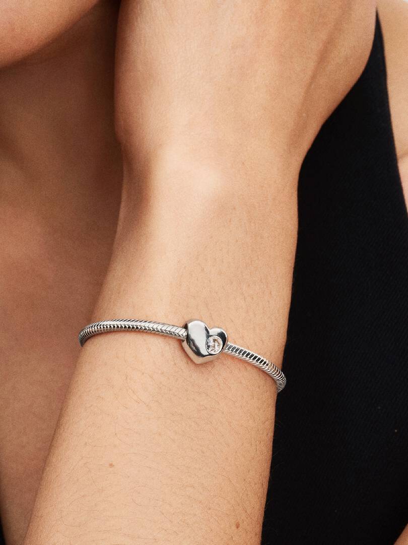 April Engravable Crystal Birthstone Heart Charm
