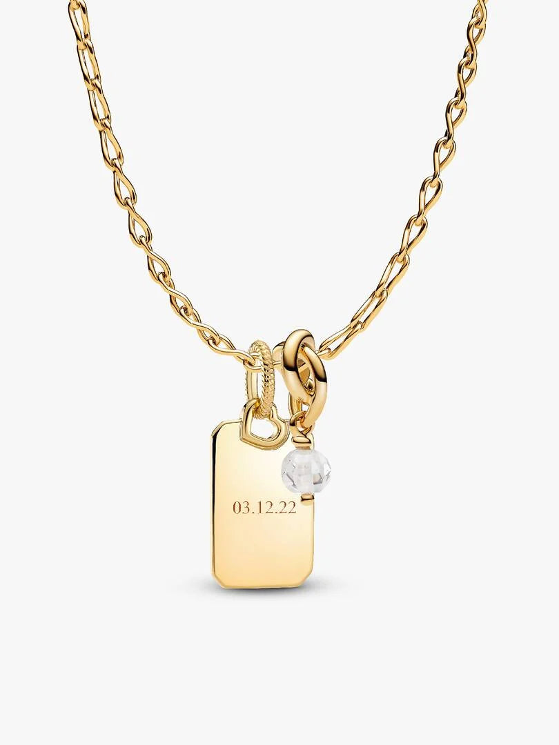 April Crystal Birthstone Engravable Necklace Set