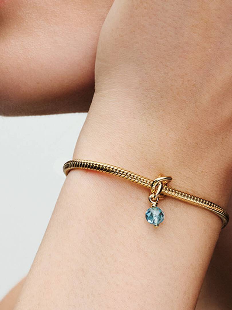 March Crystal Birthstone Eternity Circle Dangle Charm