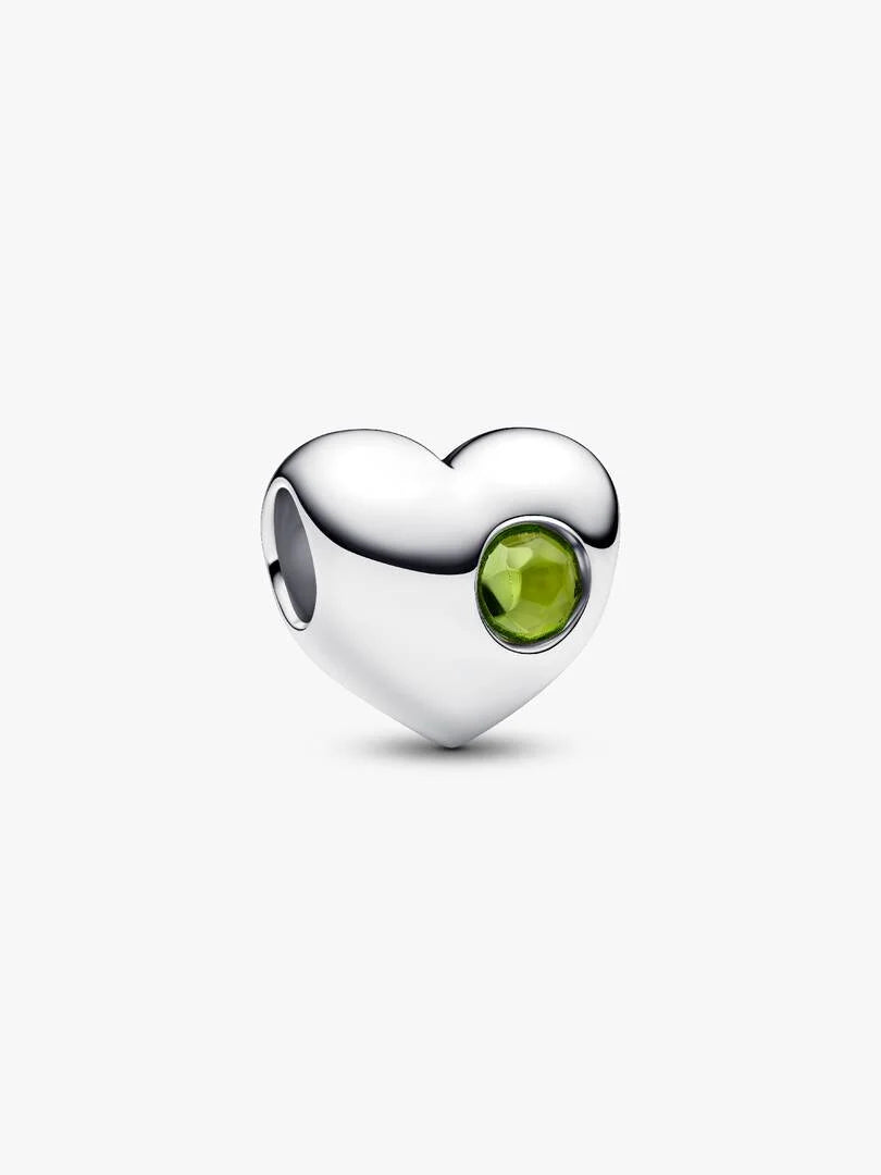 August Engravable Crystal Birthstone Heart Charm