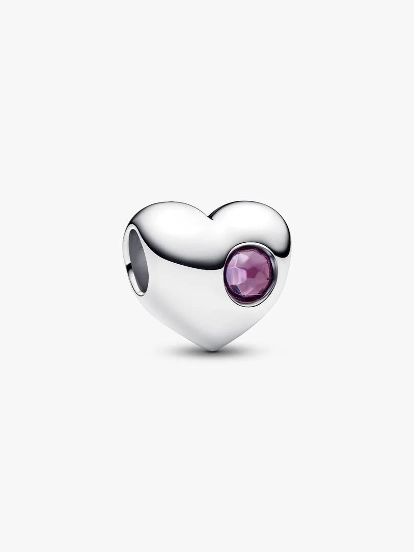 February Engravable Crystal Birthstone Heart Charm