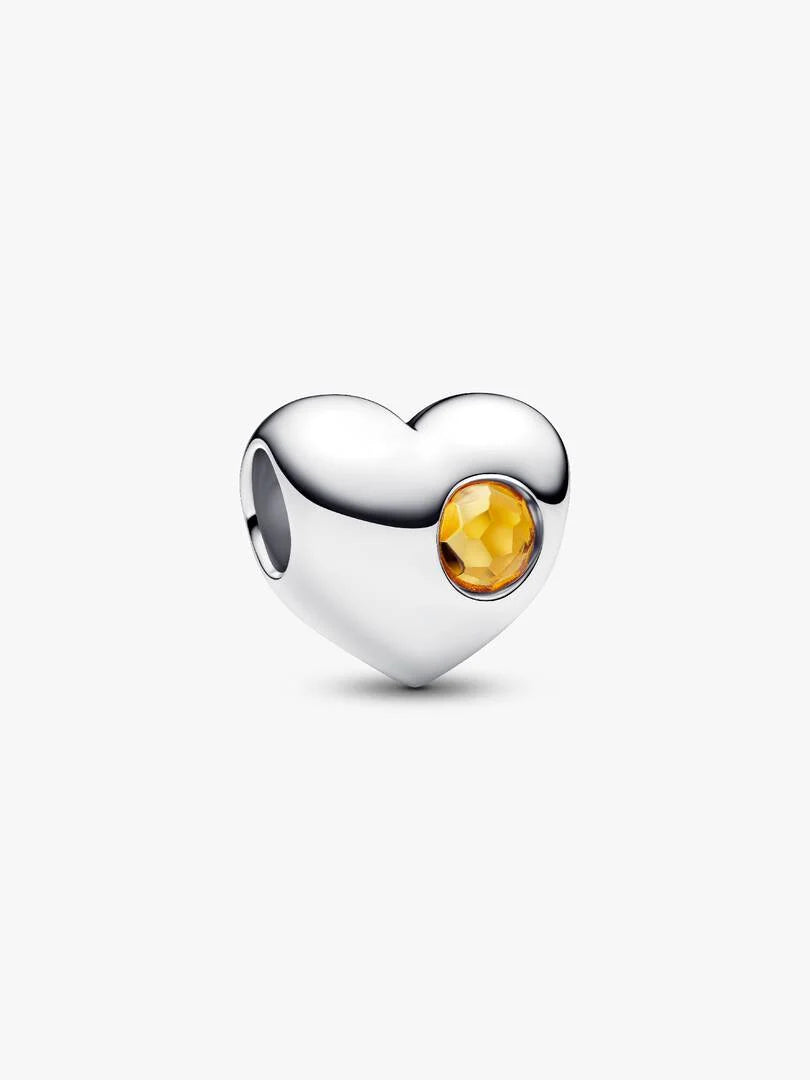 November Engravable Crystal Birthstone Heart Charm