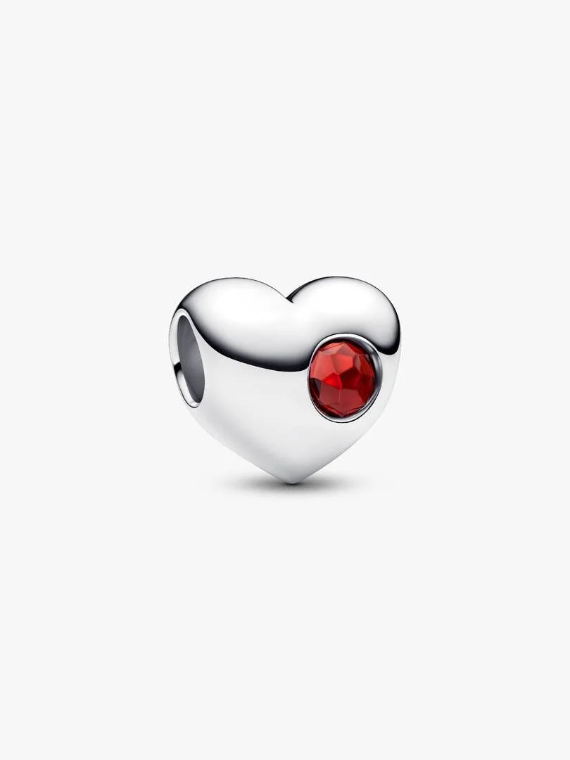 January Engravable Crystal Birthstone Heart Charm