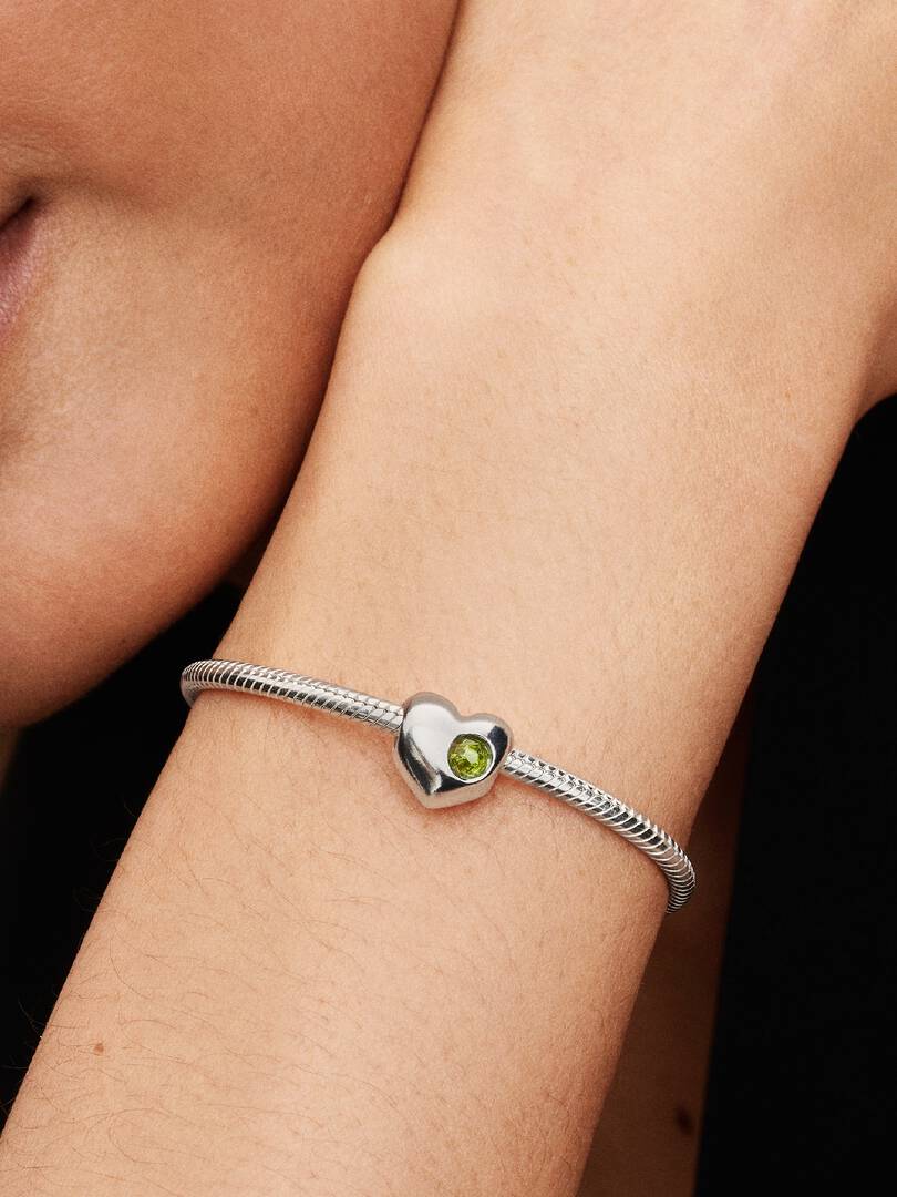 August Engravable Crystal Birthstone Heart Charm