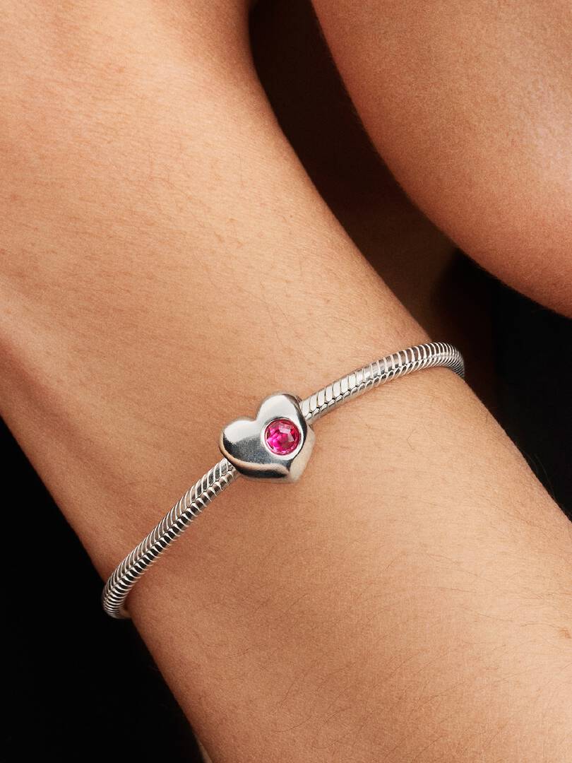 October Engravable Crystal Birthstone Heart Charm