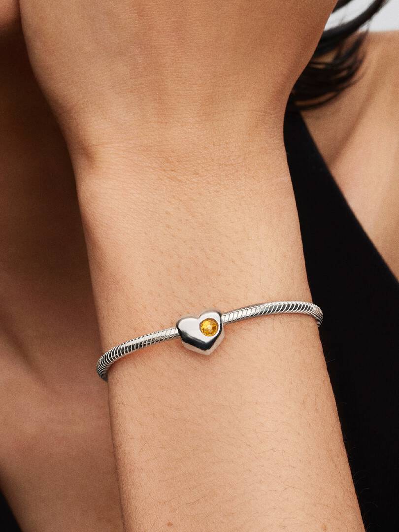November Engravable Crystal Birthstone Heart Charm