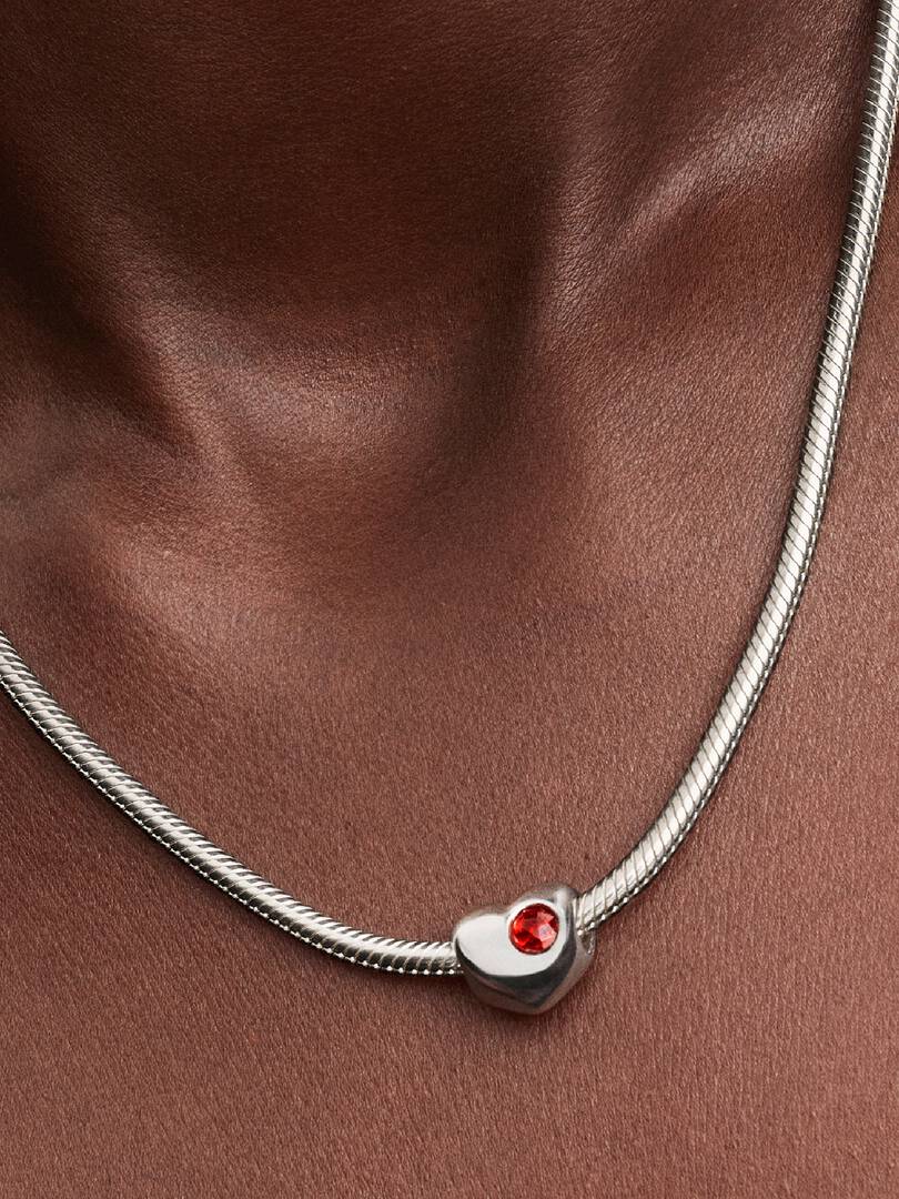 January Engravable Crystal Birthstone Heart Charm