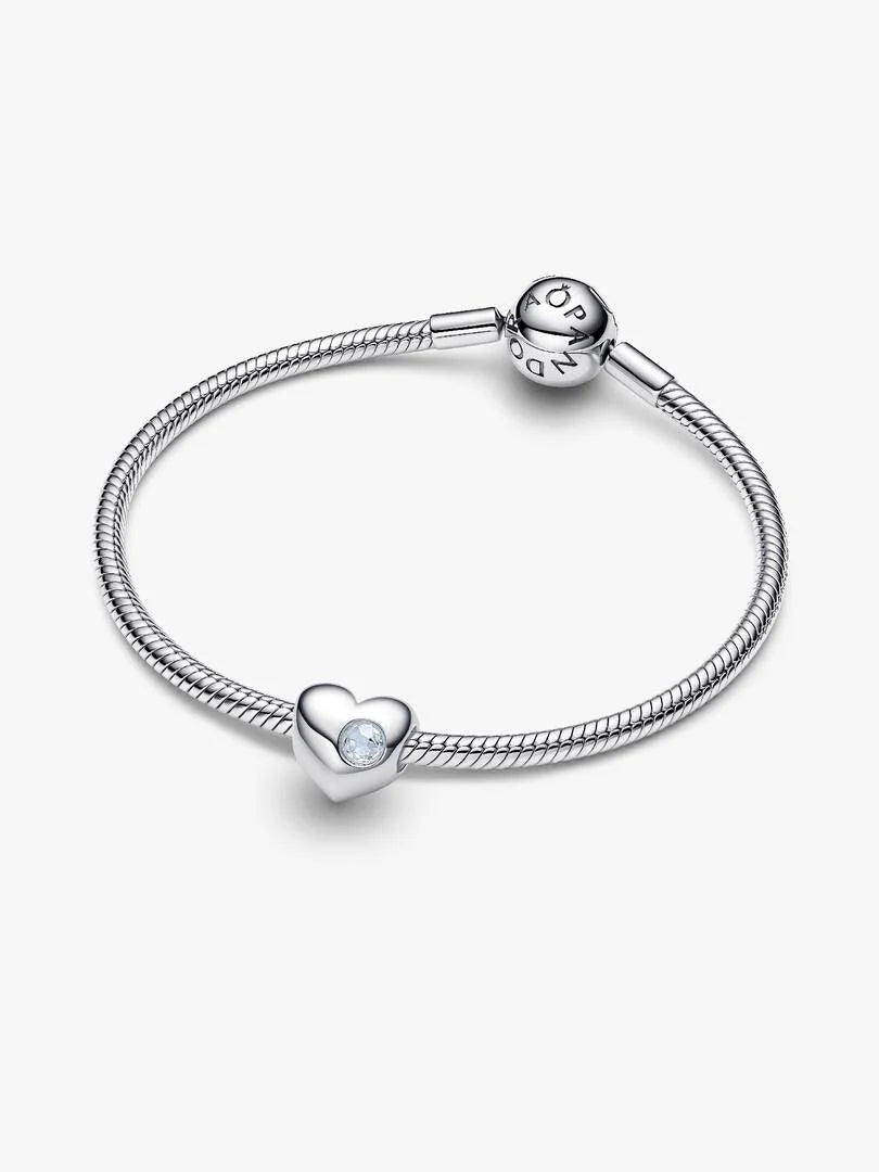 March Engravable Crystal Birthstone Heart Charm