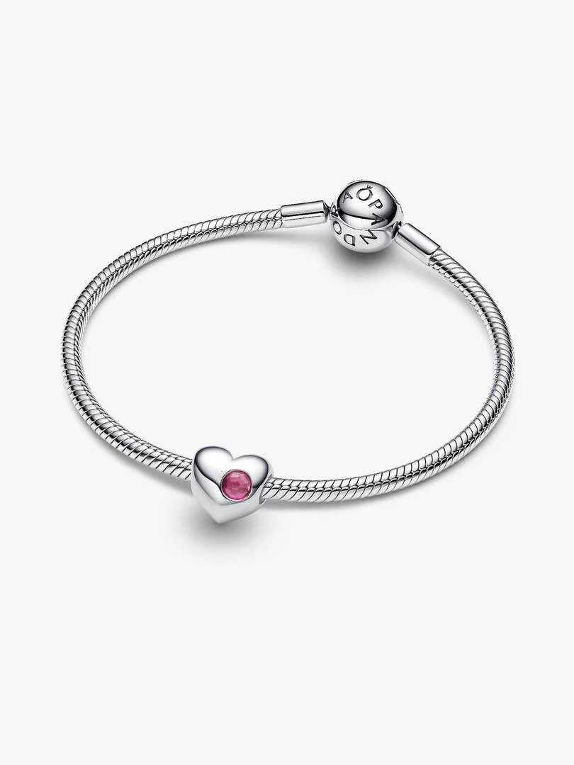 October Engravable Crystal Birthstone Heart Charm
