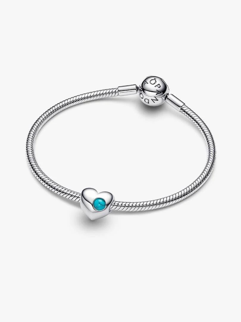 December Engravable Turquoise Blue Stone Heart Charm