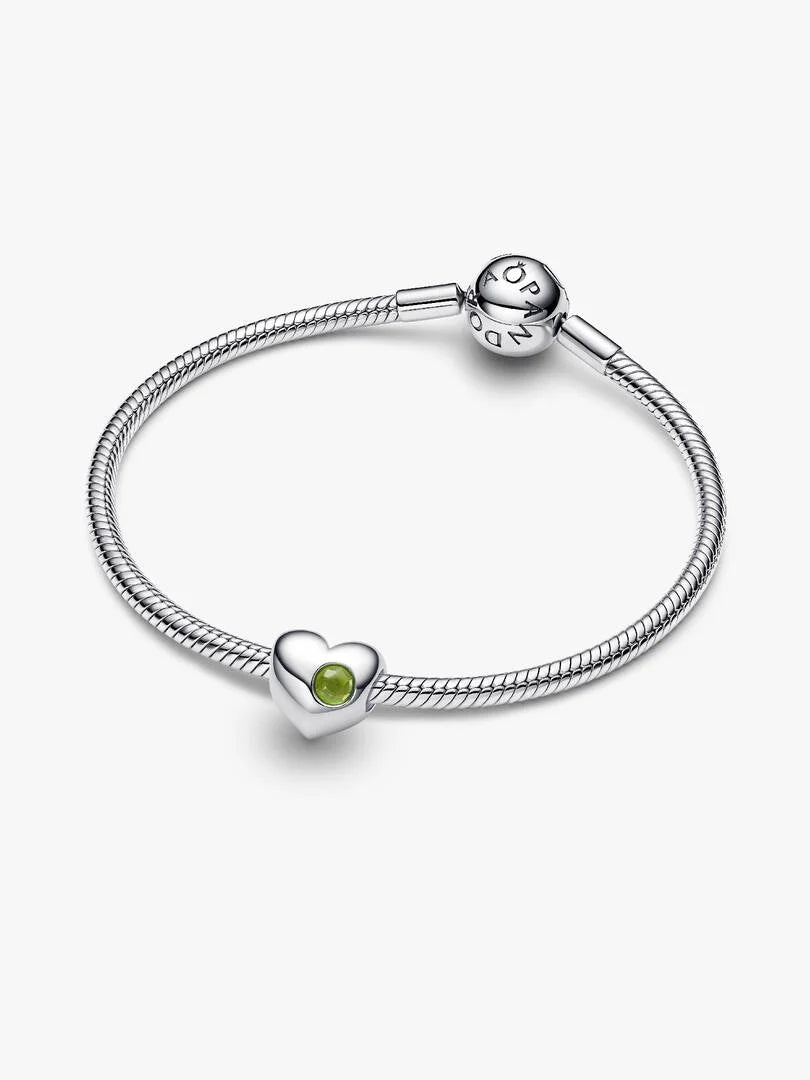 August Engravable Crystal Birthstone Heart Charm