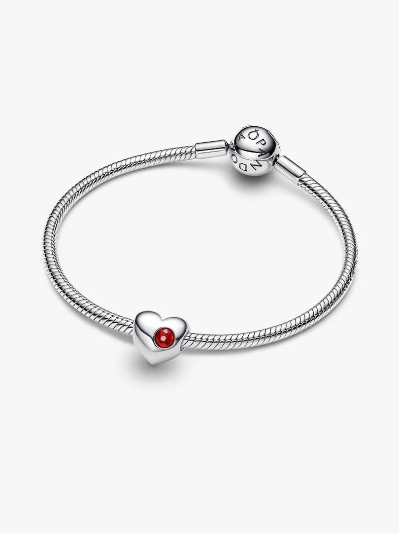 January Engravable Crystal Birthstone Heart Charm