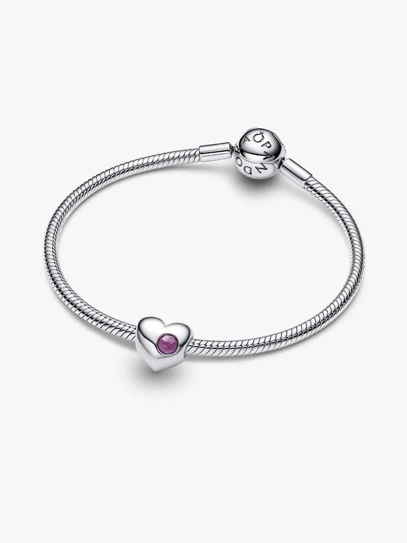 February Engravable Crystal Birthstone Heart Charm