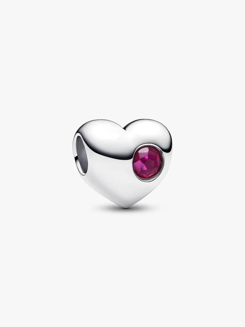 July Engravable Crystal Birthstone Heart Charm