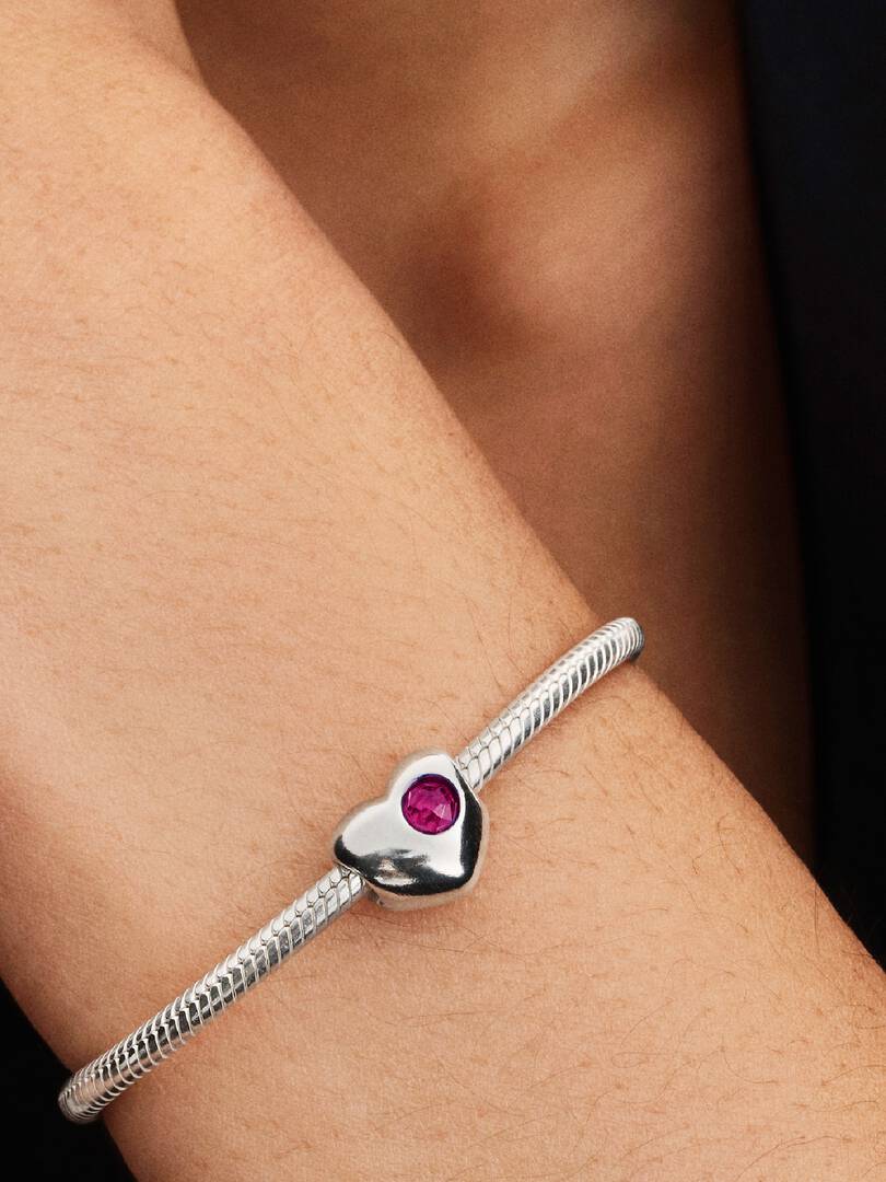 July Engravable Crystal Birthstone Heart Charm