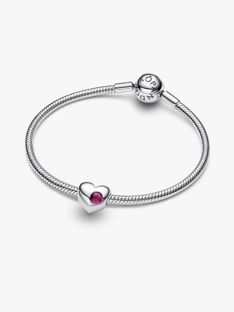 July Engravable Crystal Birthstone Heart Charm