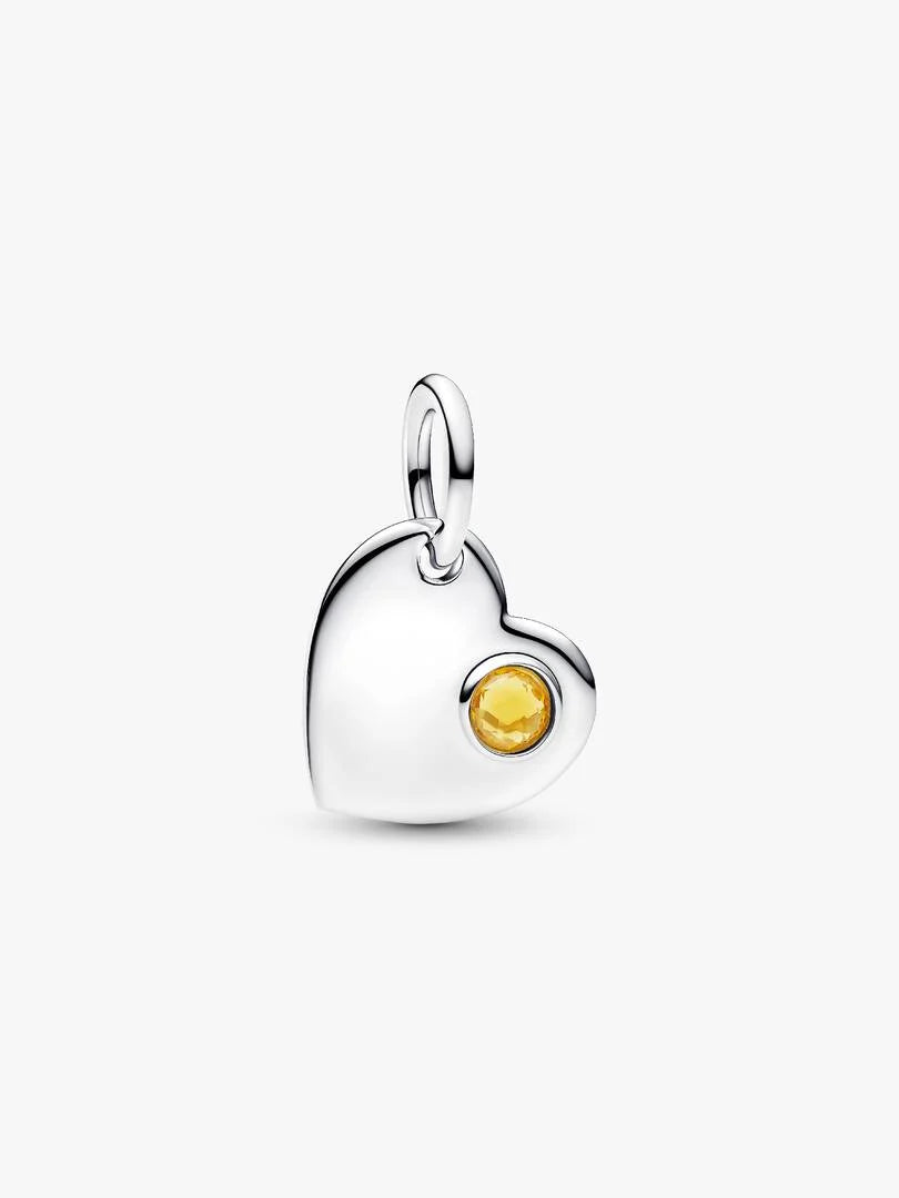 November Engravable Heart Honey Stone Dangle Charm