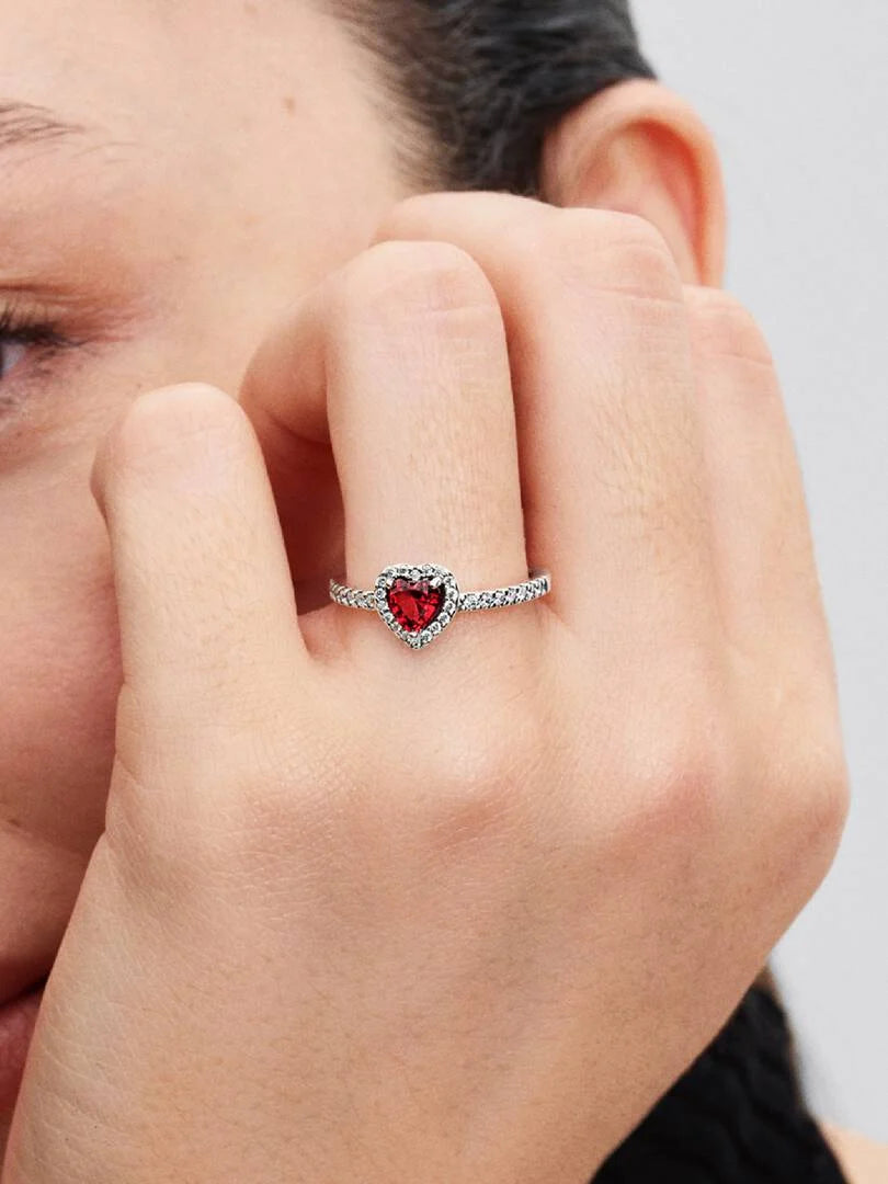 July Crystal Birthstone Elevated Red Heart Ring