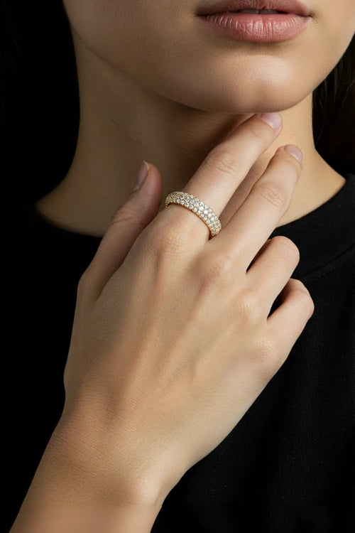 9ct Yellow Gold Diamond Pave set Ring