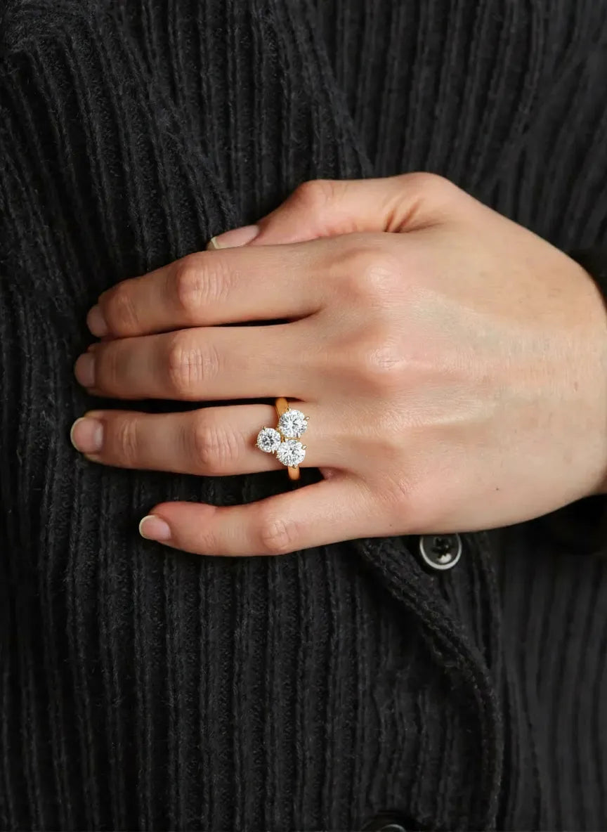 9ct Yellow Gold Dress Ring set with Round Brilliant cut Diamonds