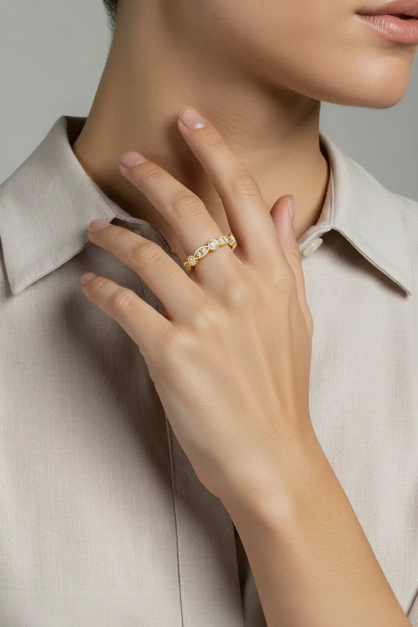 9ct Yellow Gold Diamond Stacker Band