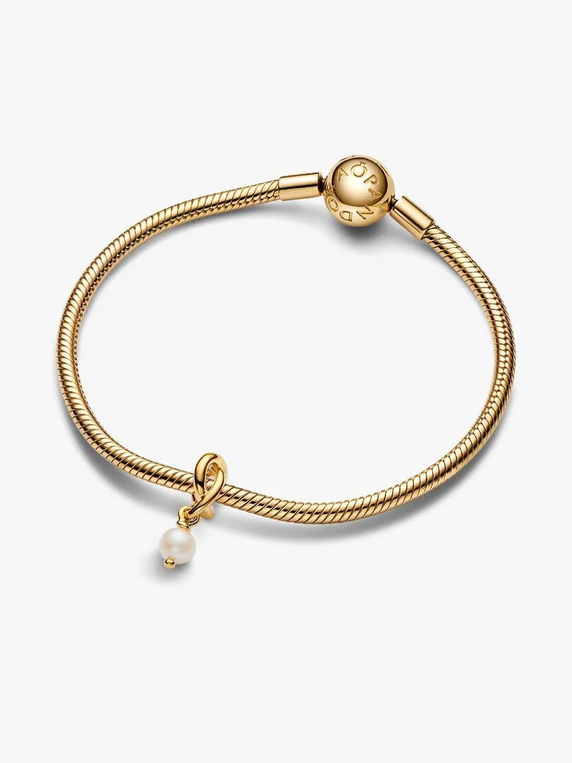June Freshwater Cultured Pearl Birthstone Eternity Circle Dangle Charm