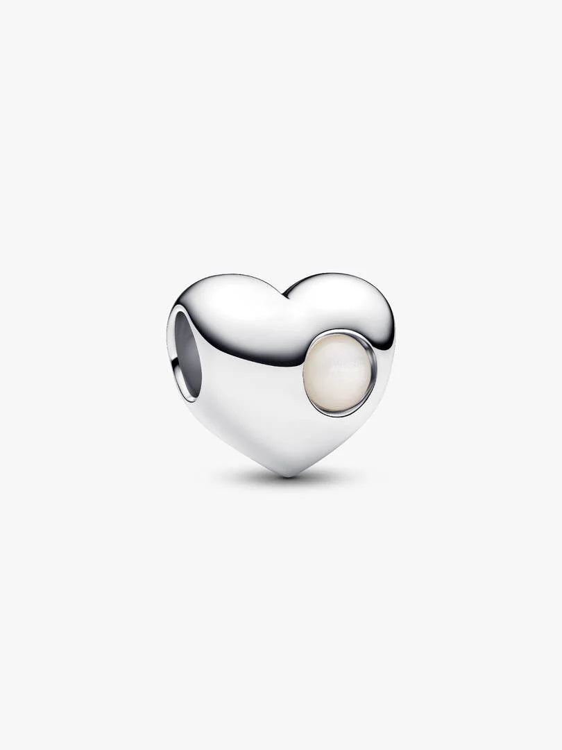 June Engravable Mother of Pearl Birthstone Heart Charm