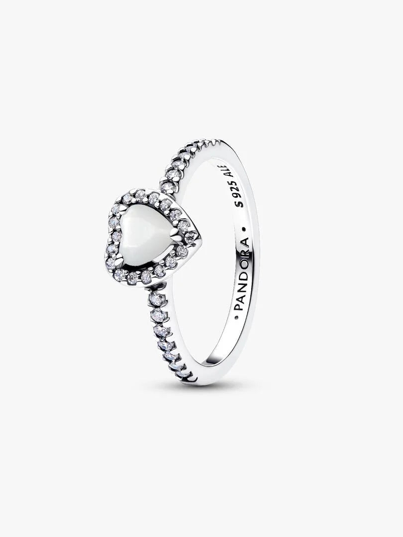 June Crystal Birthstone Elevated White Heart Ring