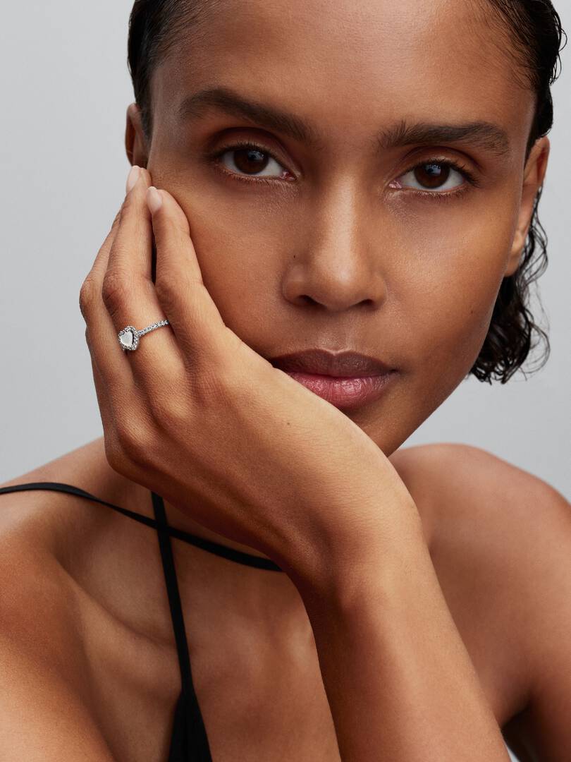 June Crystal Birthstone Elevated White Heart Ring