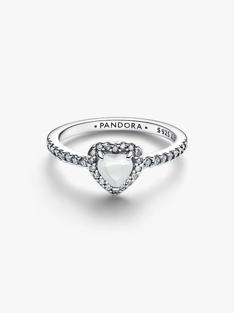 June Crystal Birthstone Elevated White Heart Ring