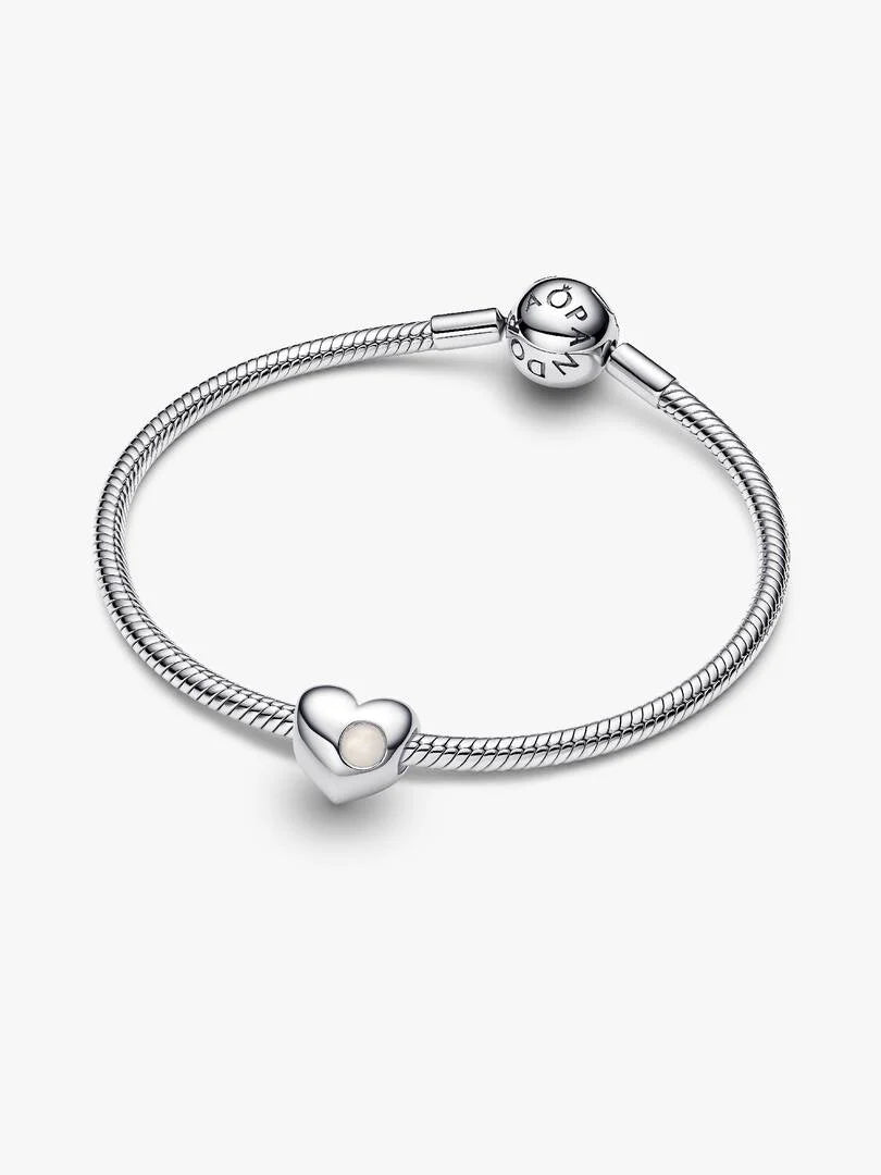 June Engravable Mother of Pearl Birthstone Heart Charm