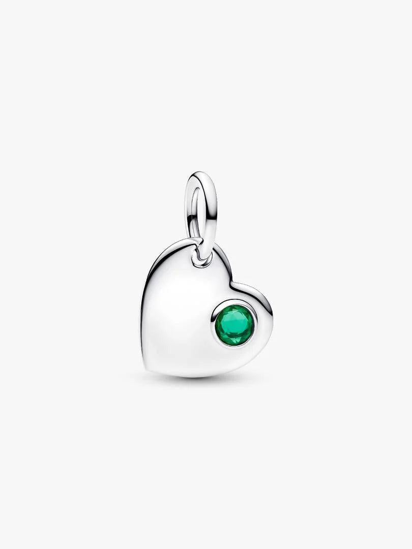 May Engravable Heart Clear Stone Dangle Charm