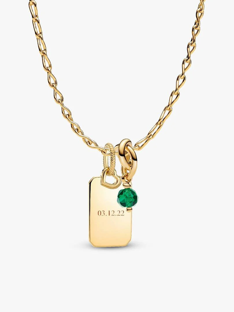 May Crystal Birthstone Engravable Necklace Set