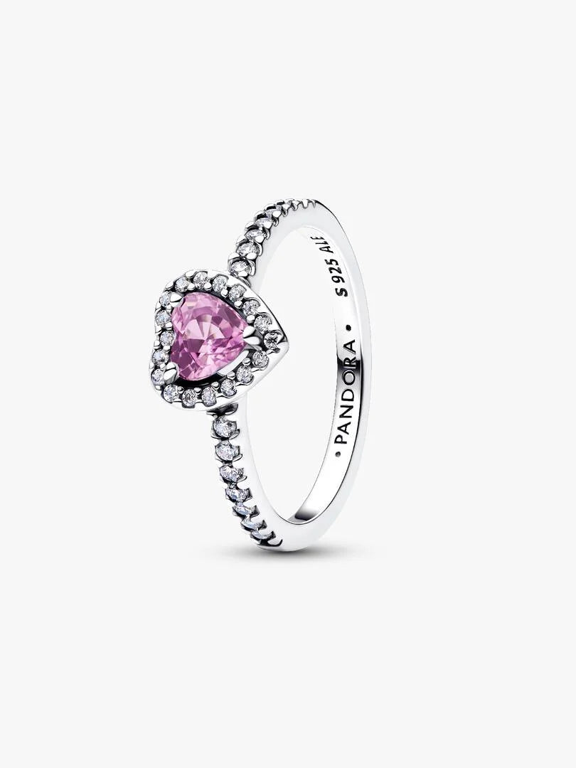 February Crystal Birthstone Elevated Light Purple Heart Ring