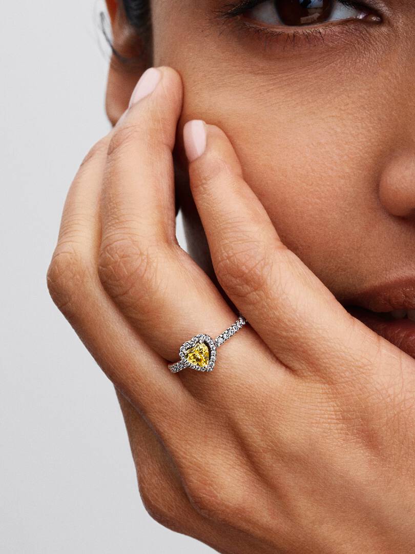 November Crystal Birthstone Sparkling Elevated Heart Ring