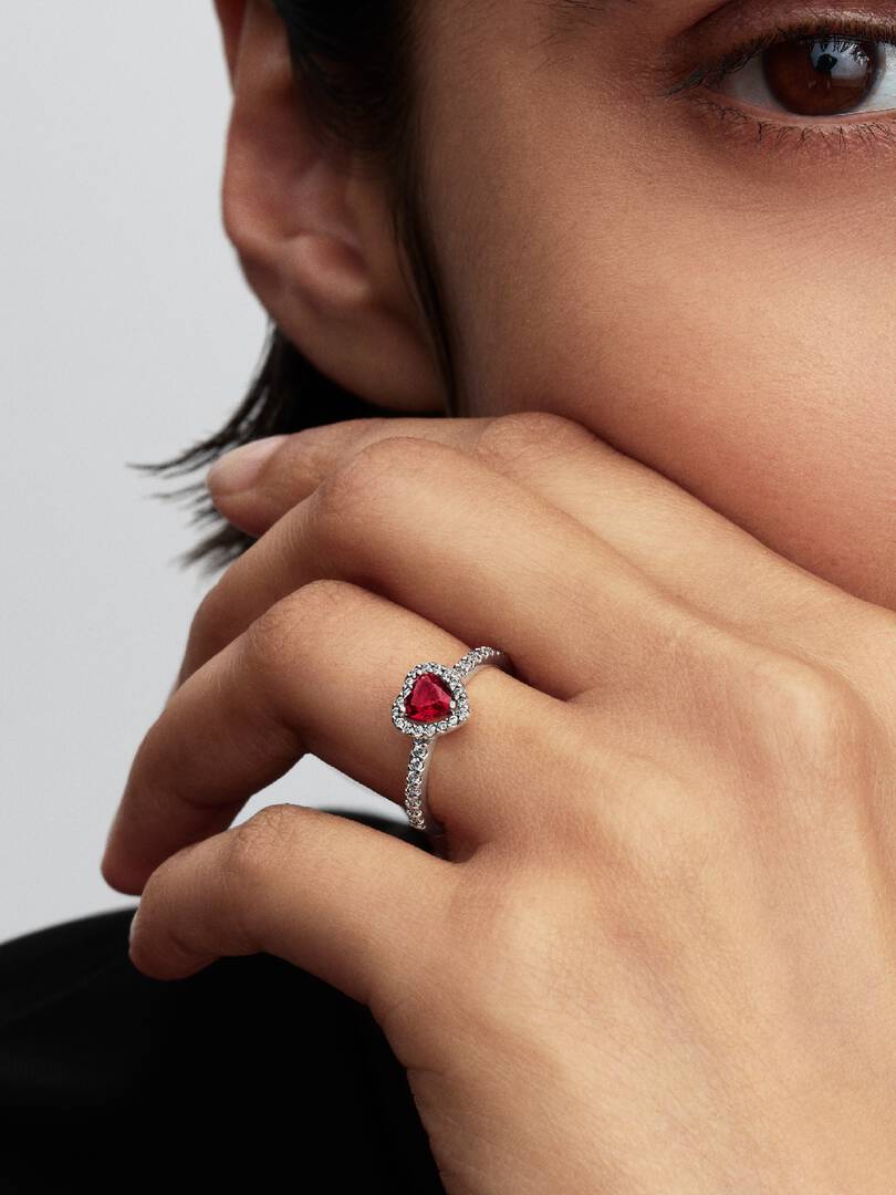 January Crystal Birthstone Elevated Rose Heart Ring