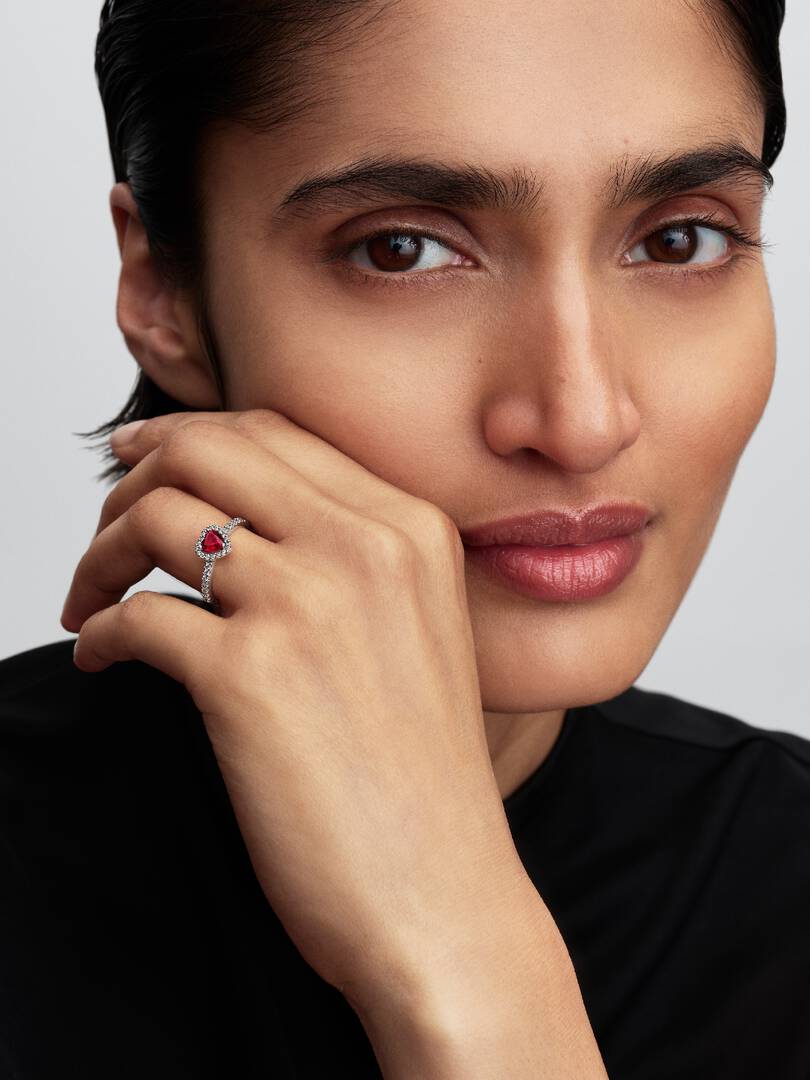 January Crystal Birthstone Elevated Rose Heart Ring