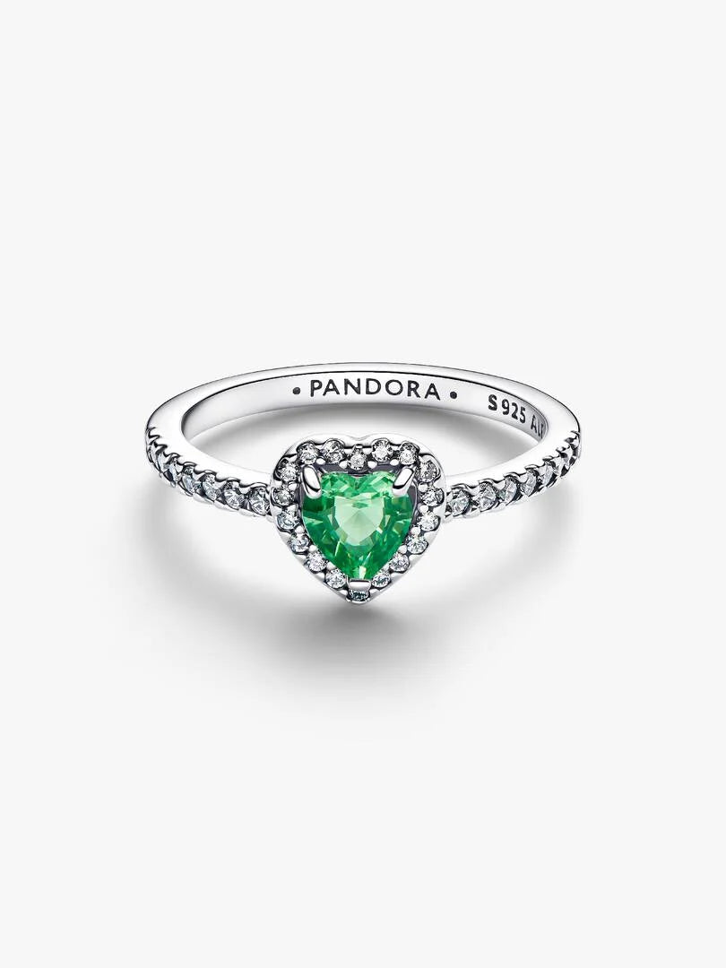 August Crystal Birthstone Elevated Mint Green Heart Ring