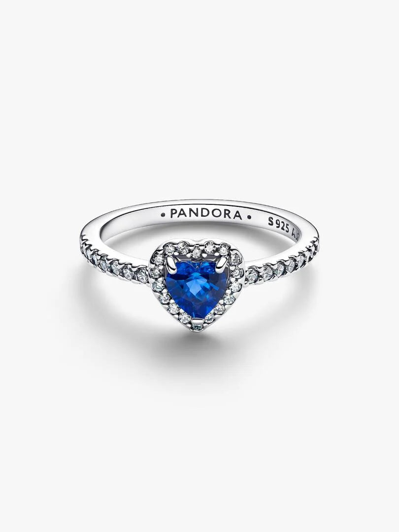 September Crystal Birthstone Elevated Princess Blue Heart Ring