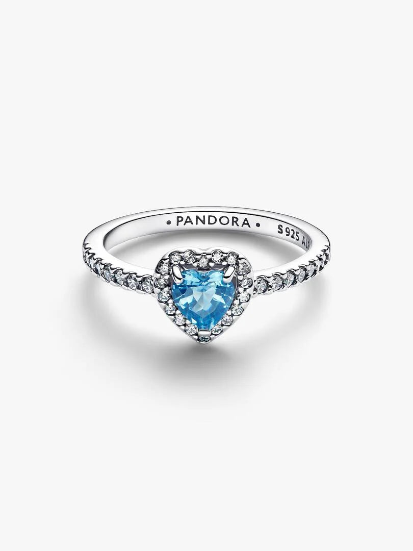 March Crystal Birthstone Elevated Light Blue Heart Ring