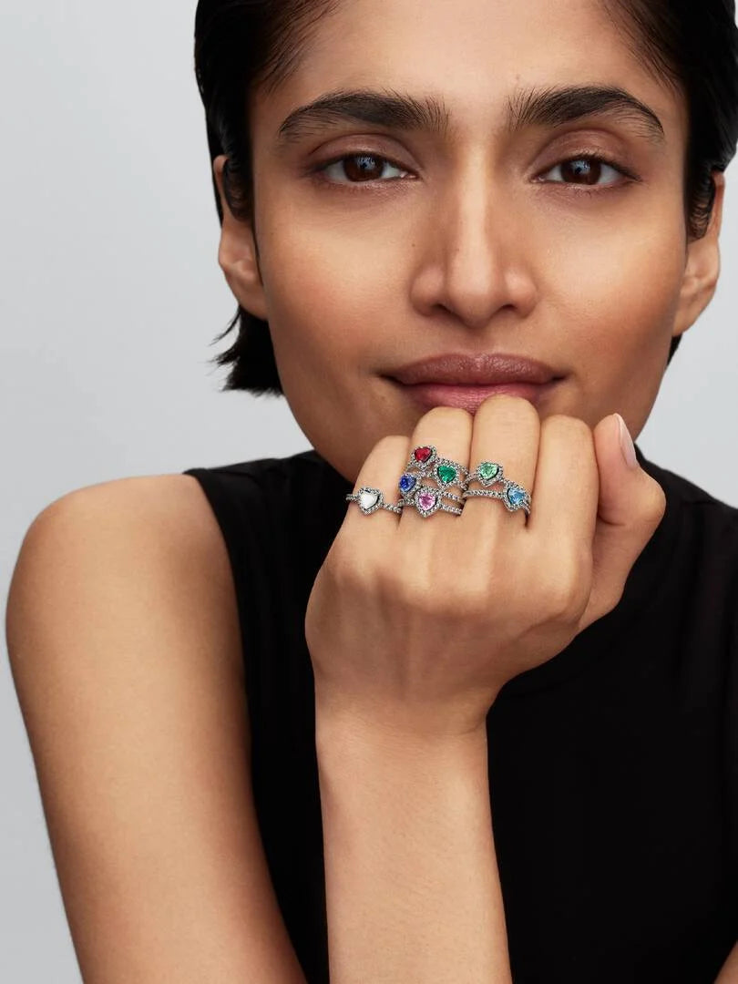 August Crystal Birthstone Elevated Mint Green Heart Ring