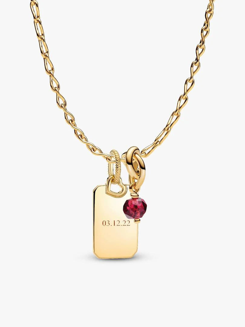 July Crystal Birthstone Engravable Necklace Set
