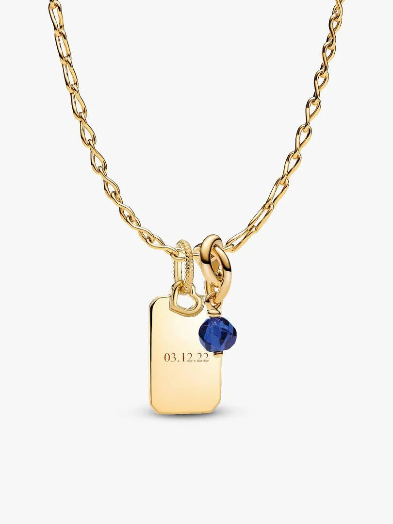 September Crystal Birthstone Engravable Necklace Set