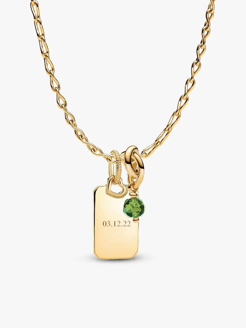 August Crystal Birthstone Engravable Necklace Set