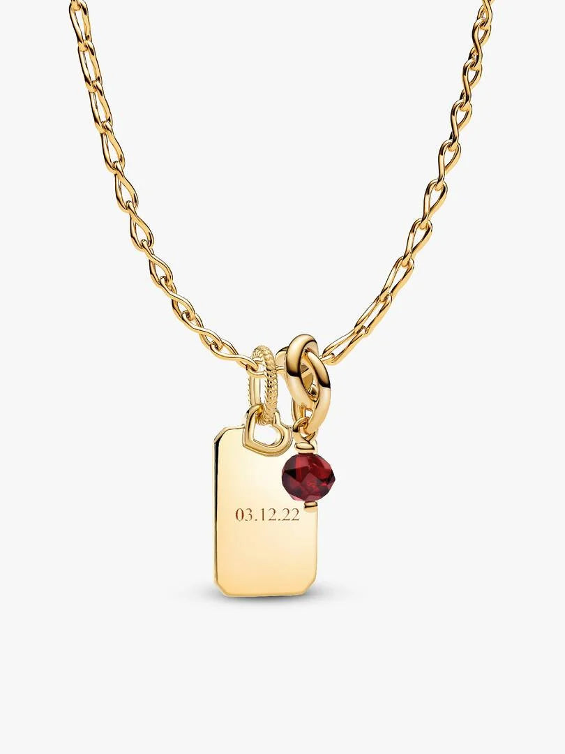January Crystal Birthstone Engravable Necklace Set