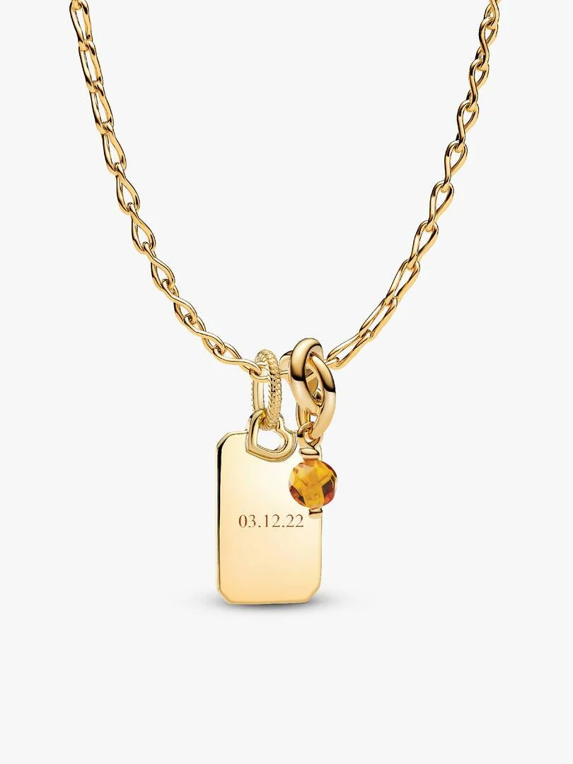 November Crystal Birthstone Engravable Necklace Set
