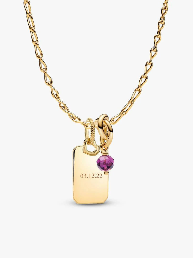 February Crystal Birthstone Engravable Necklace Set