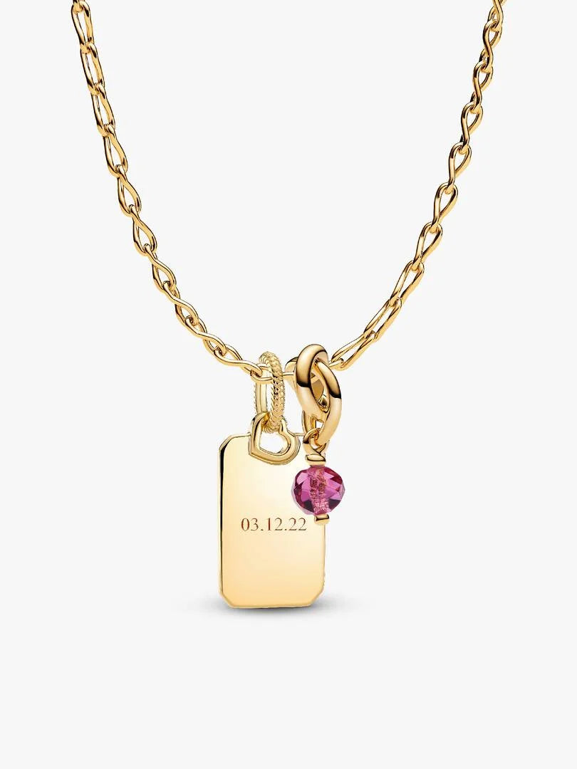 October Crystal Birthstone Engravable Necklace Set